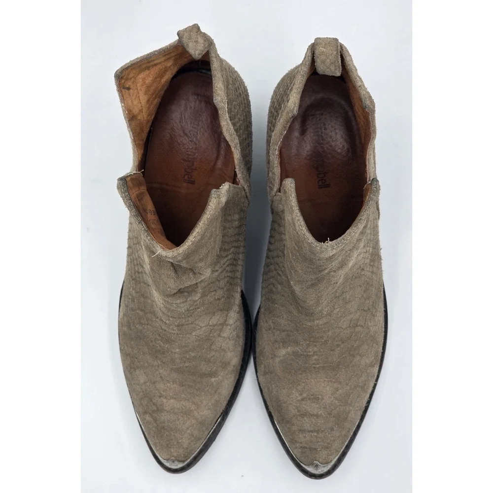 Jeffrey Campbell Cromwell Women's Size 8 Western Taupe Snake Print Ankle Boots